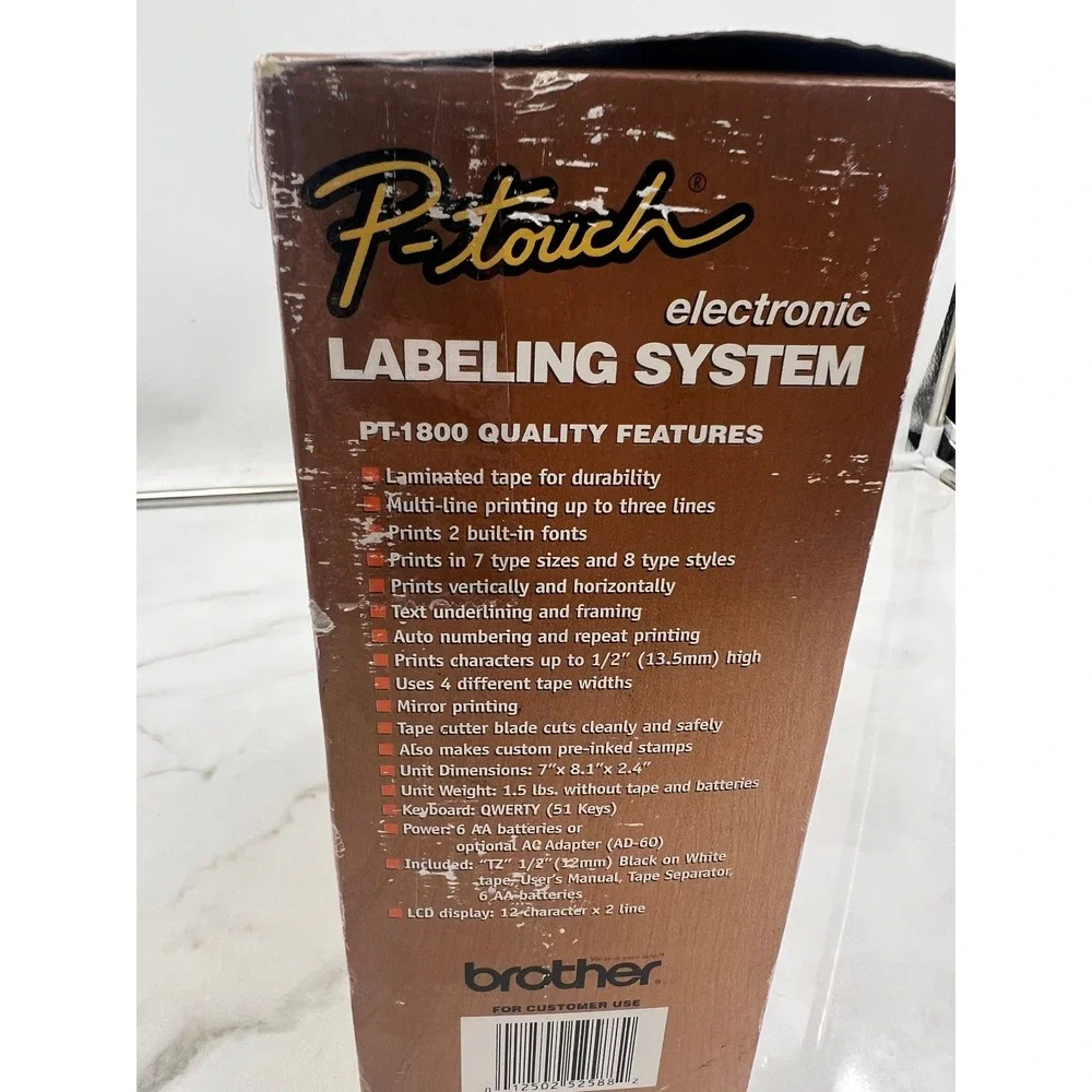 Brother P-Touch PT-1800 Electronic Label Maker System Laminated Tape Open Box